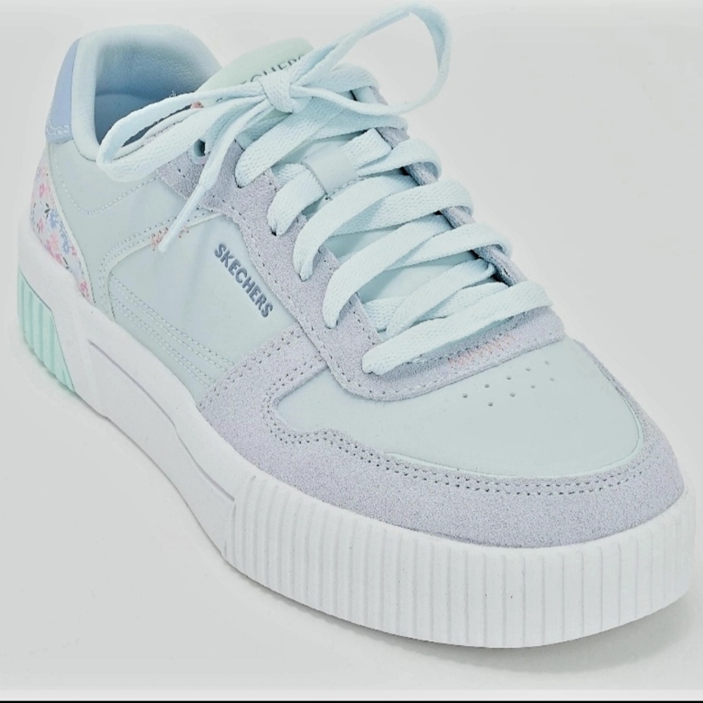 Rare - Women's size 10 Skechers Jade Floral Suede Court Sneakers NEW